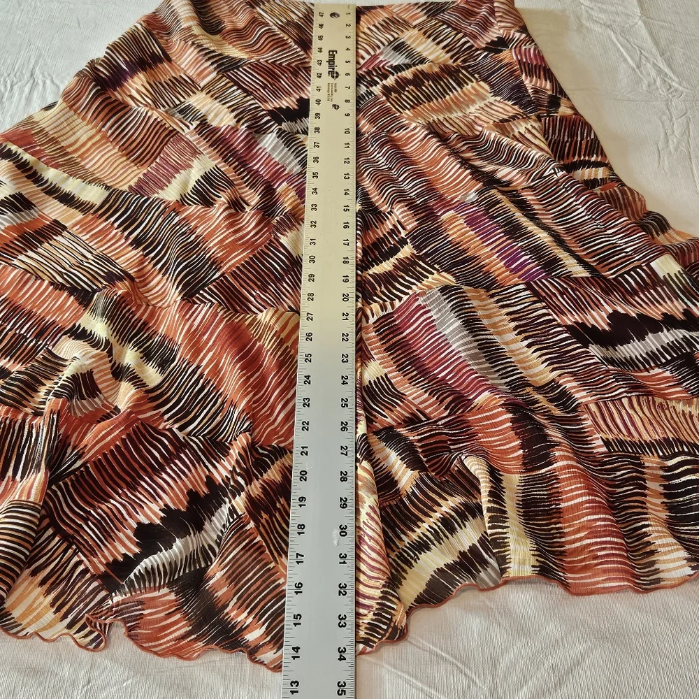 Hearts Of Palm Geometric Multicolor Midi‎ Skirt Size 12